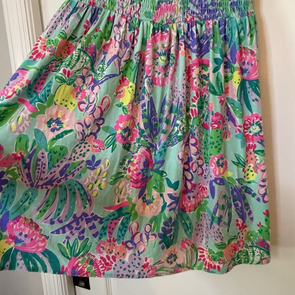 Lilly Pulitzer Womens Rivera Romper Sz S Smocked Tie Dress Skorts Beach Tropical - Picture 4 of 9